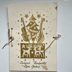 Vtg Mid Century Lewis Garland Christmas/Holiday themed cocktail napkins in folio